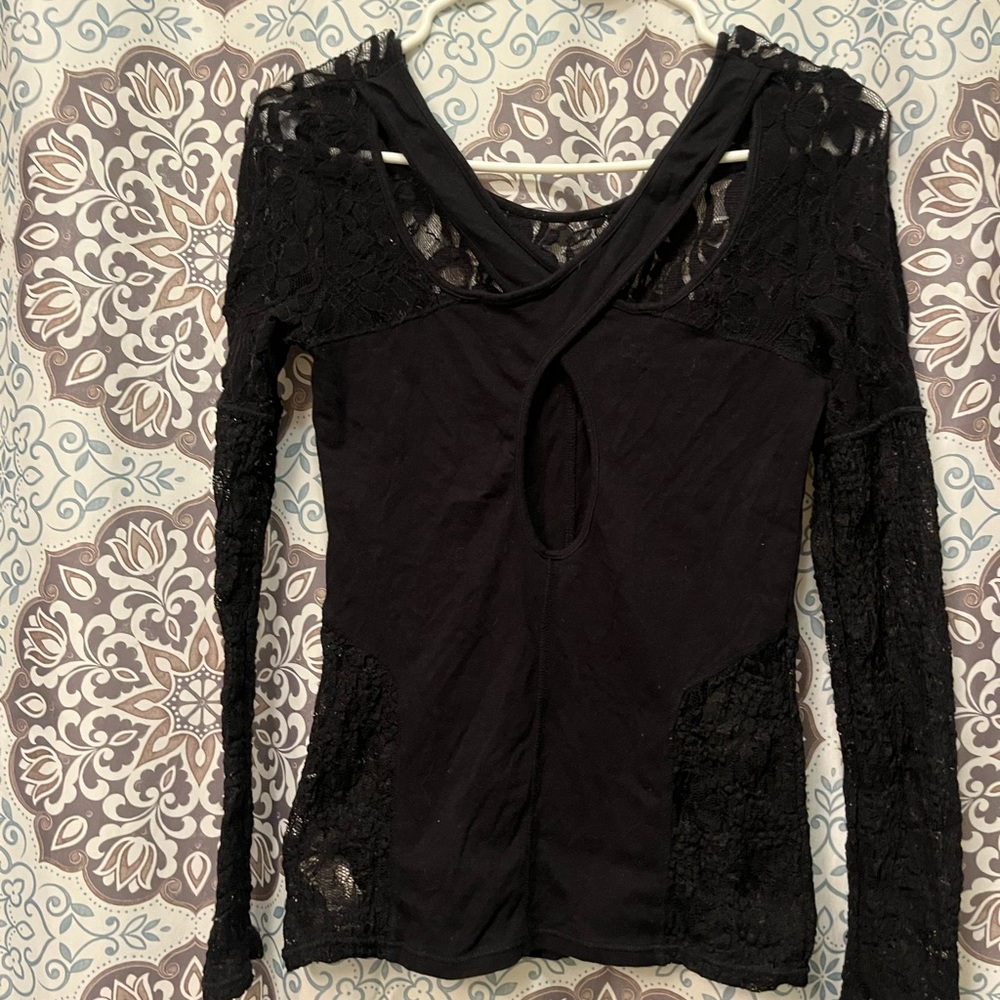 Black free people lace shirt size small